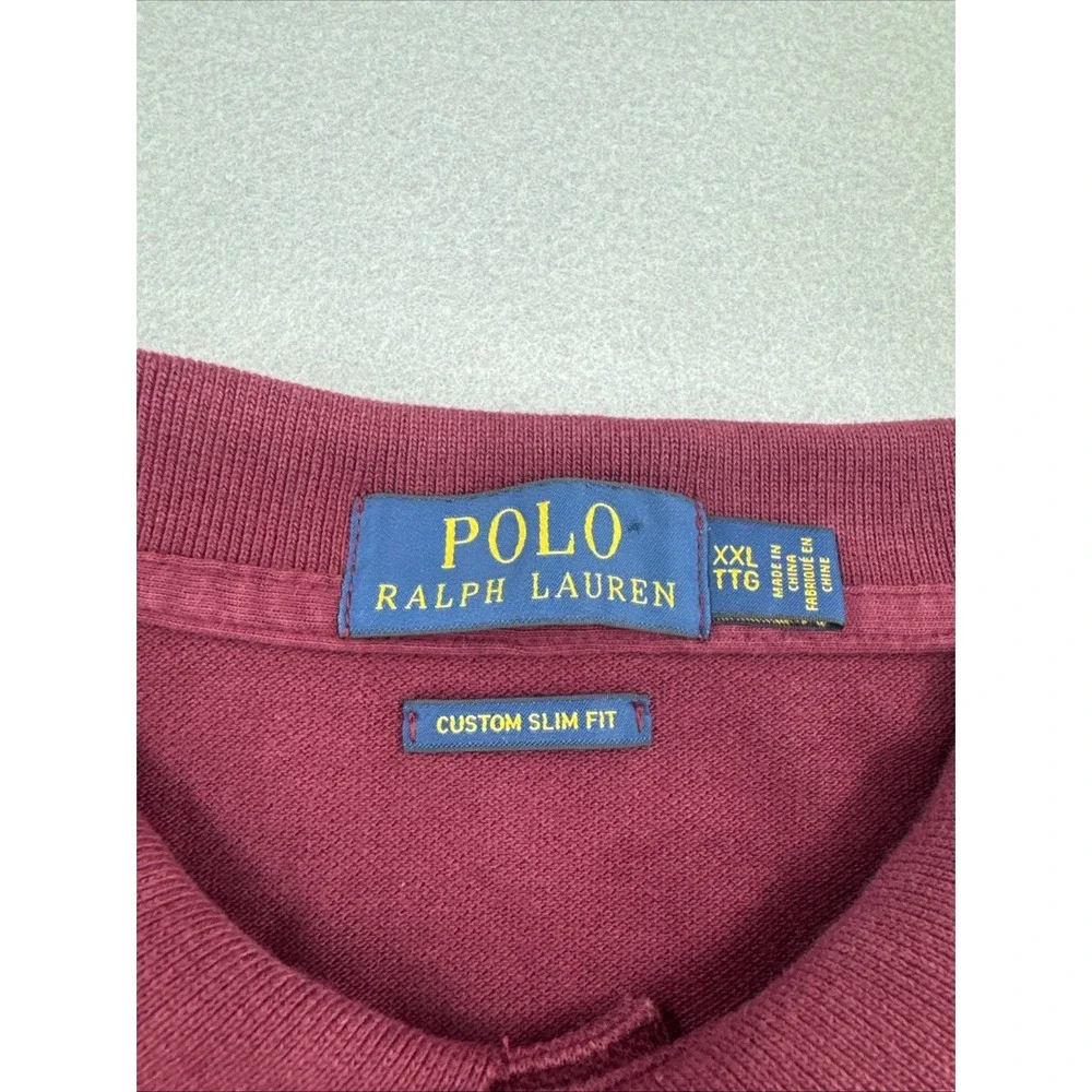 Polo Ralph Lauren Slim Fit Short Sleeve Pique Polo Mens XXL Maroon Red Preppy